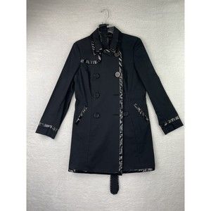 NWOT International Concepts Women Black Trench Coat Patient Trim (Size M)
